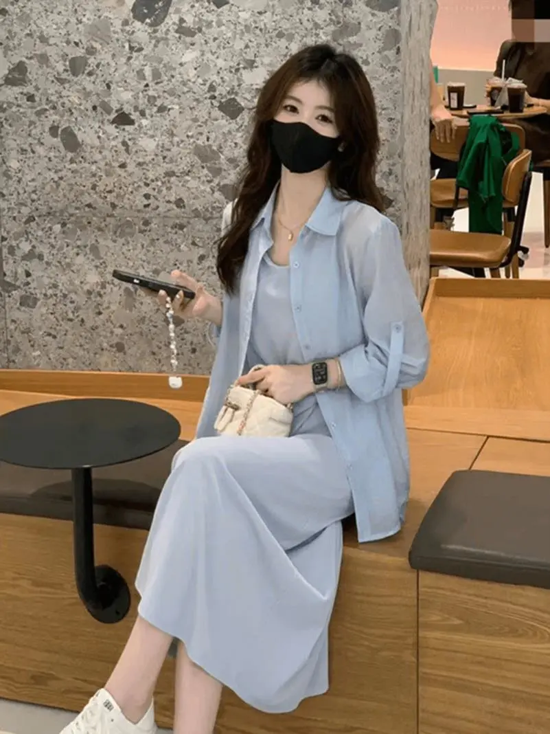时髦设计感防晒衬衫套装裙女士2025夏季