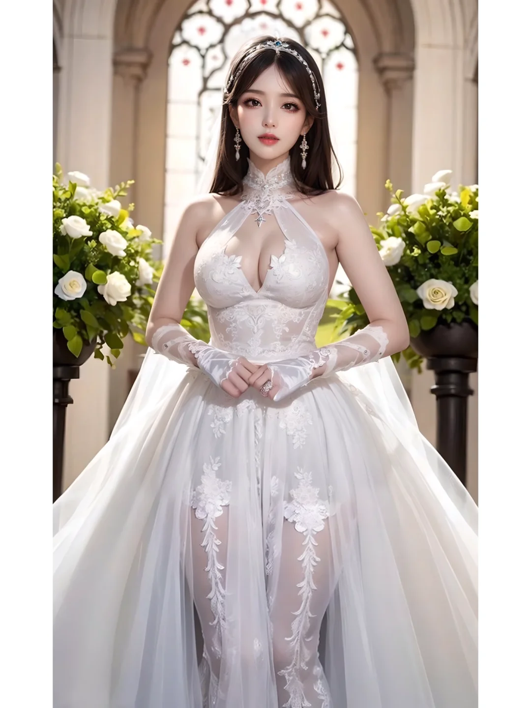 AI绘画为你披上婚纱做你的女人