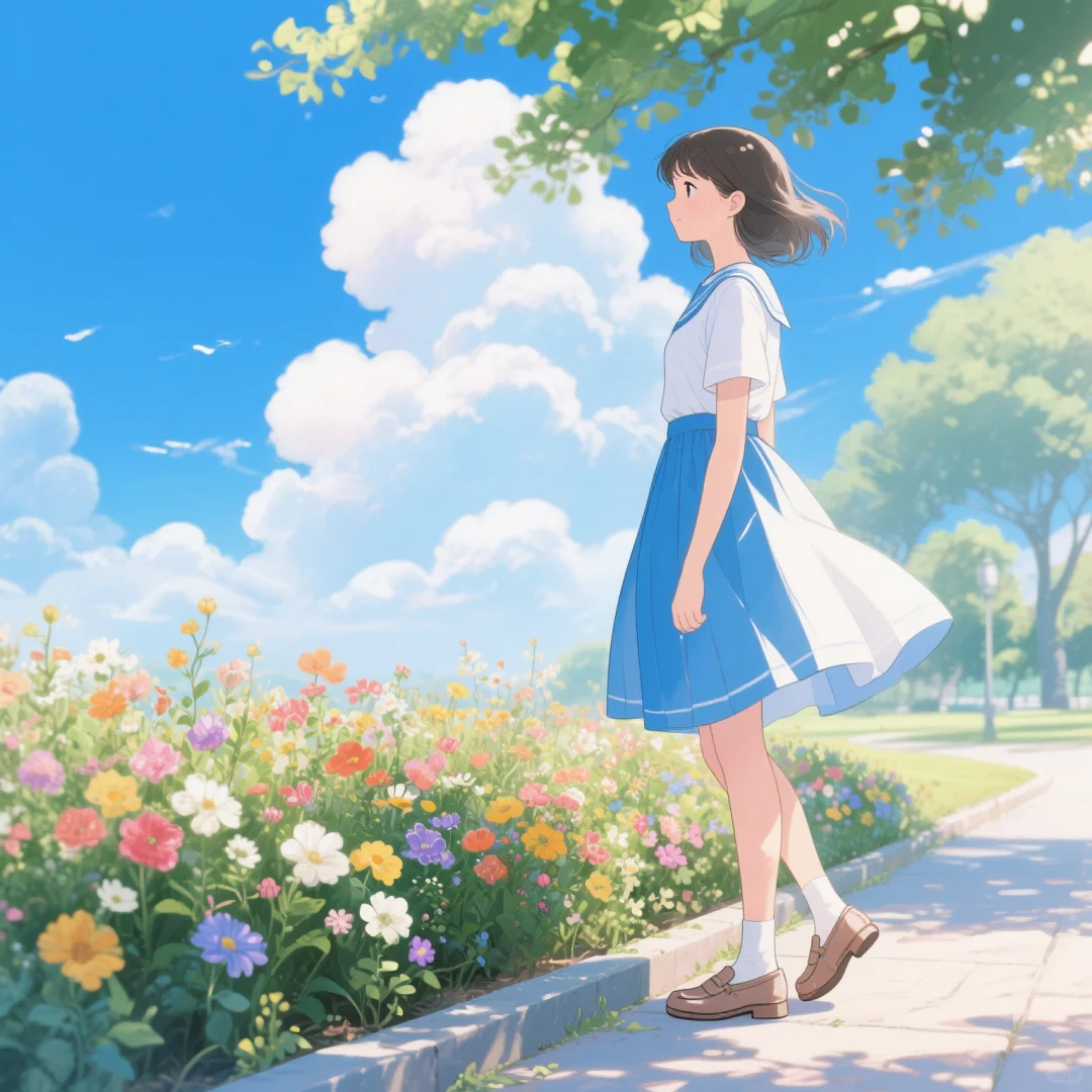 头像：女生+阳光