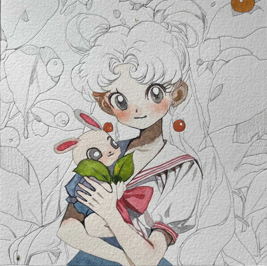 水彩画｜周末画美少女、大家周末在干啥呢？