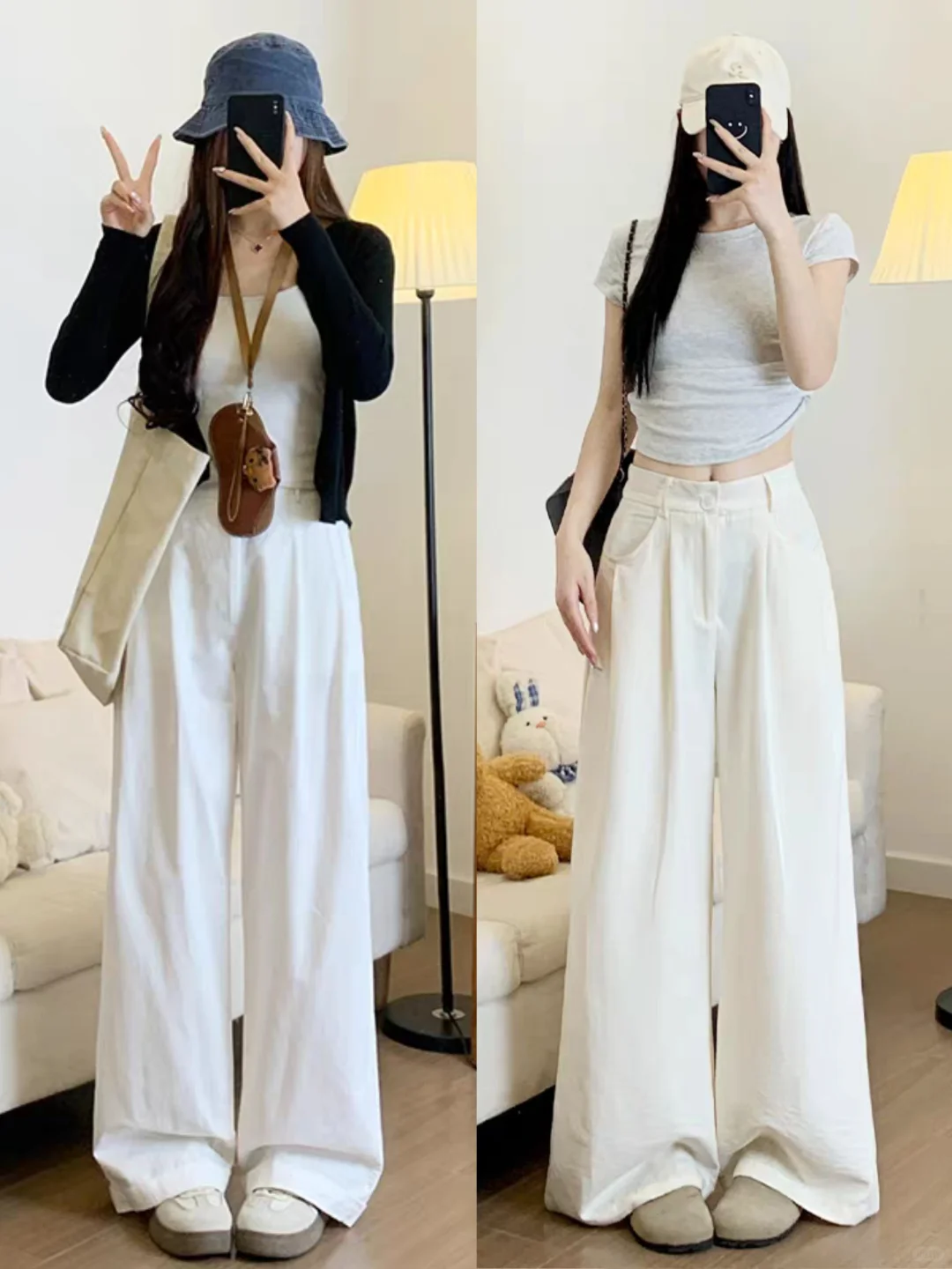 夏季女生阔腿裤显瘦休闲优雅显腿长穿搭