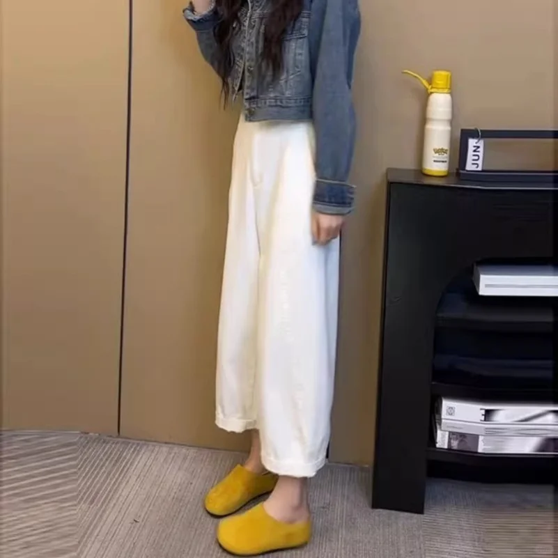 白色阔腿休闲裤女夏季新款大码梨形身材宽松