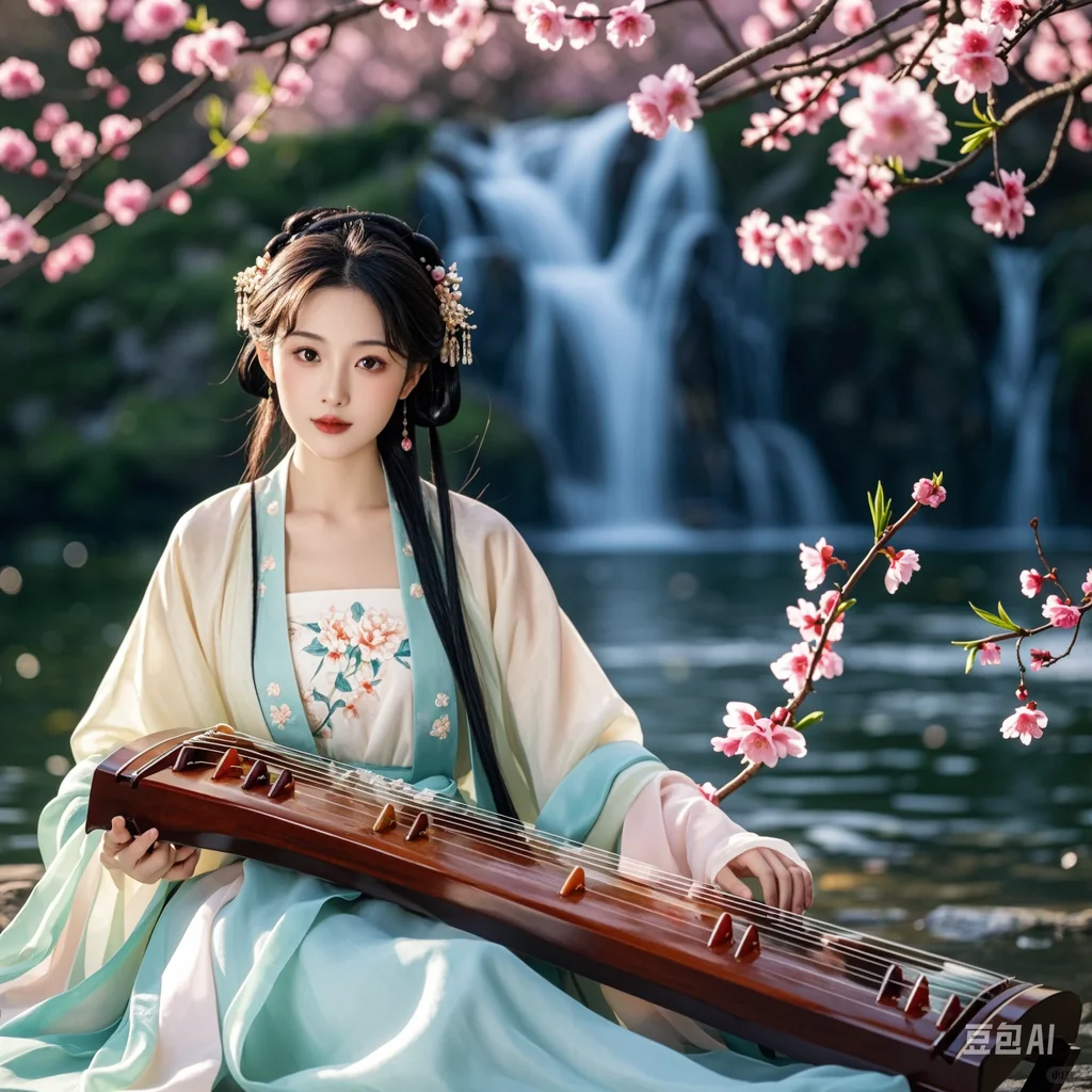 轻弹七音惹人醉，琴音幽幽入耳深