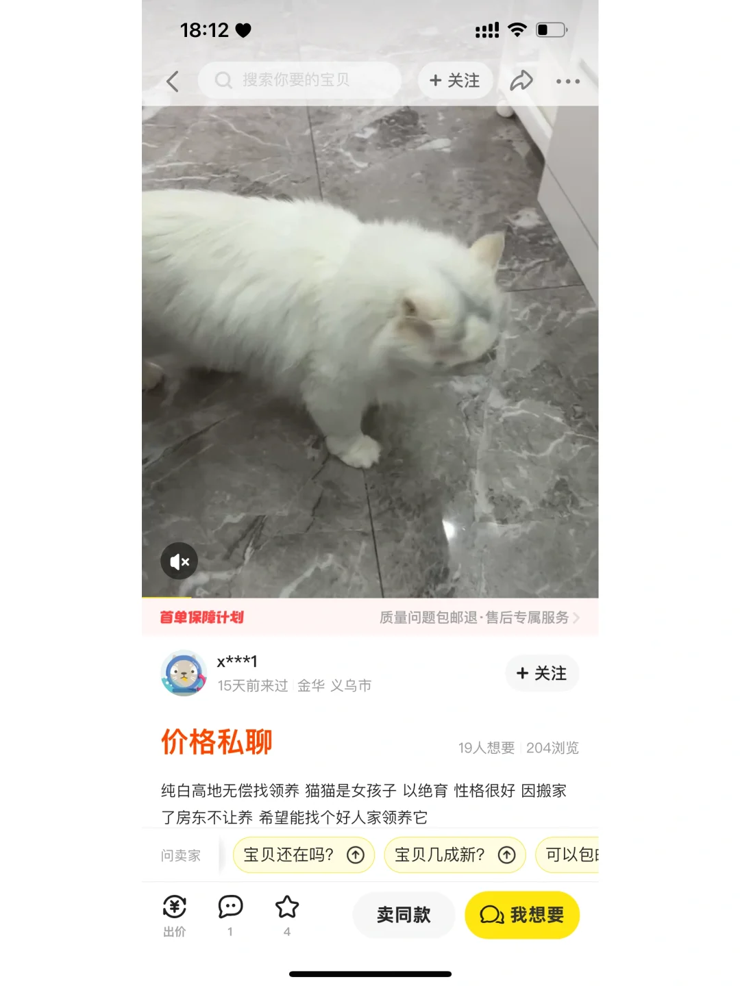 家人们她把我的猫领养过去后转手咸鱼卖掉！！