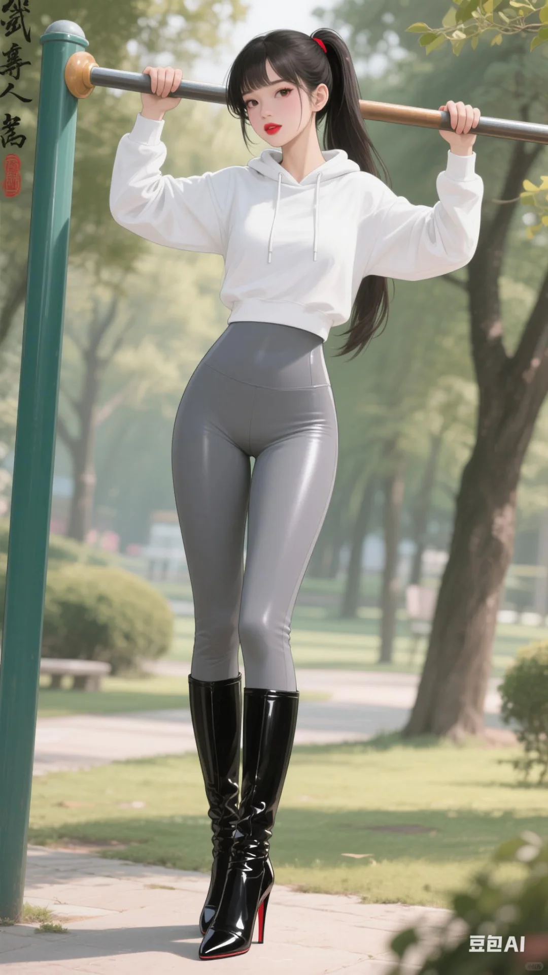 壁纸分享：练单杠的美女小姐姐