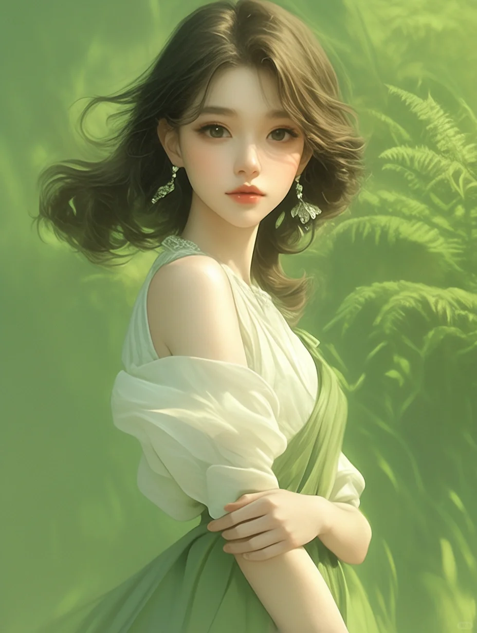 2024唯美女孩头像^_^ 绿白双姝映翠屏