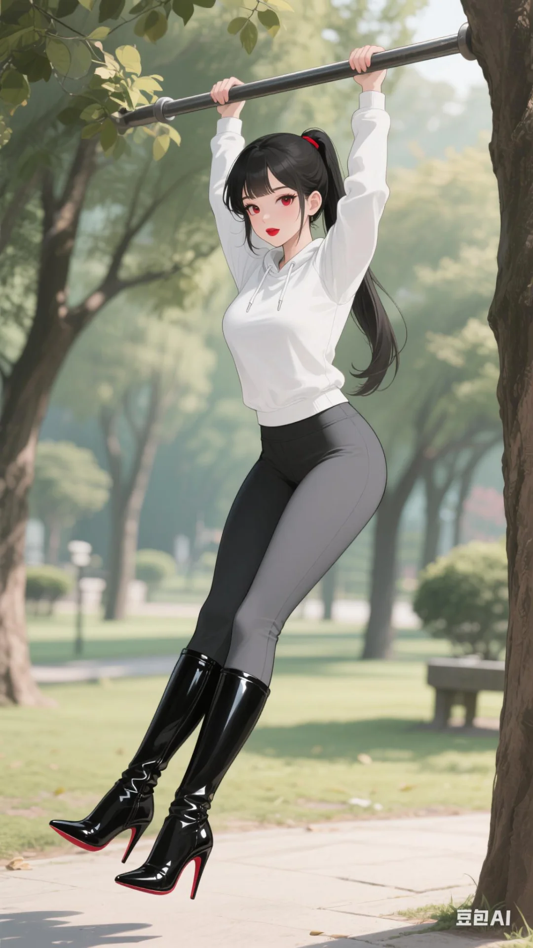 壁纸分享：练单杠的美女小姐姐