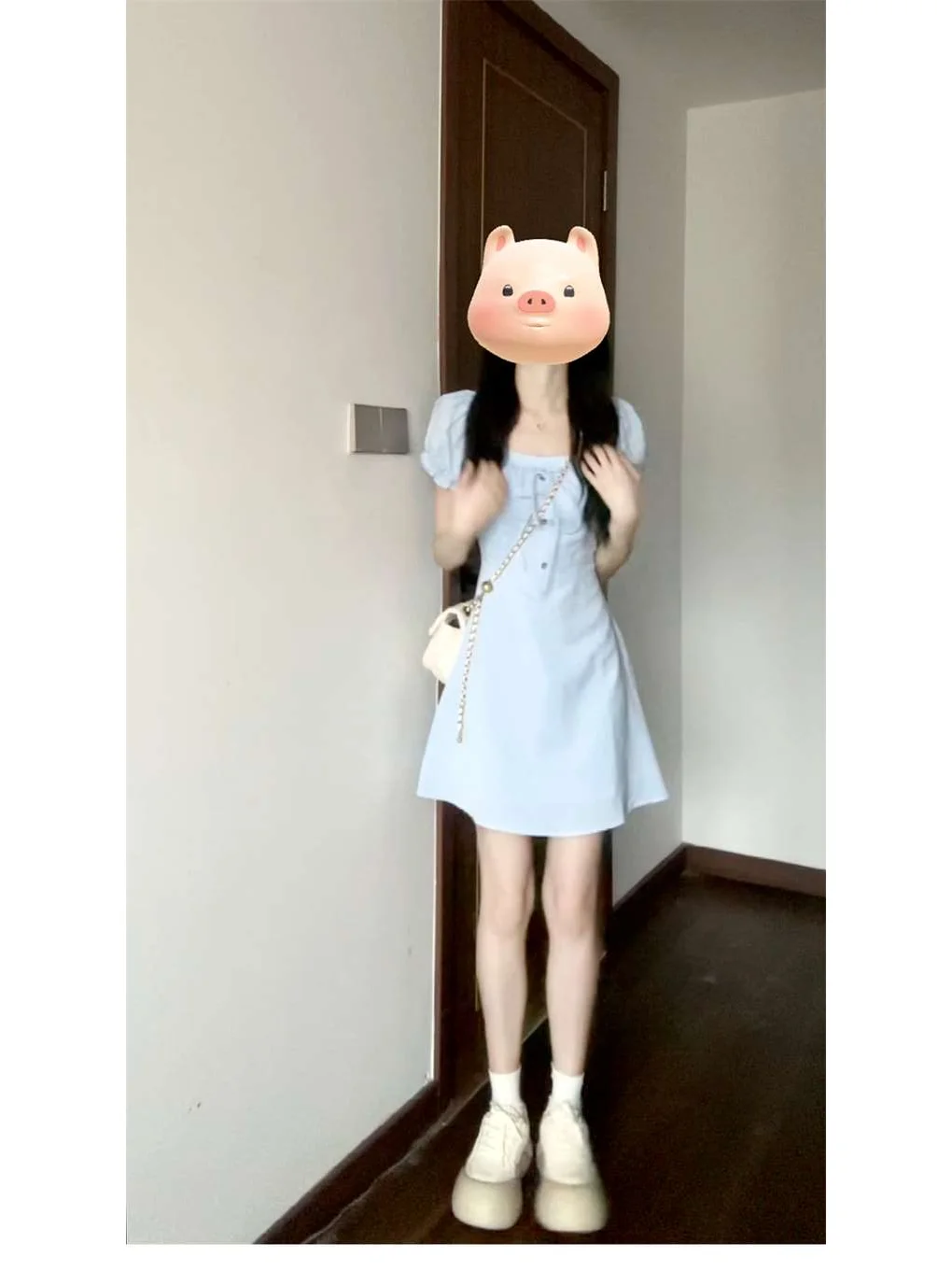 2025新款夏季法式气质蓝色连衣裙子女新