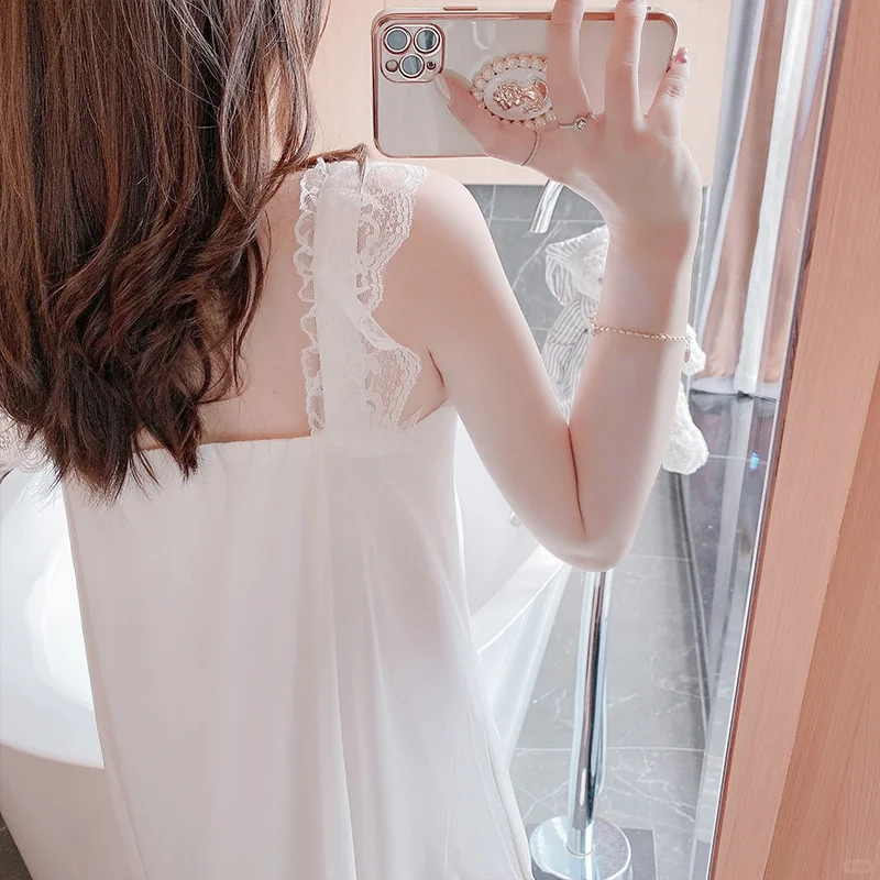吊带睡裙女夏季网纱蕾丝纯棉2024年新款