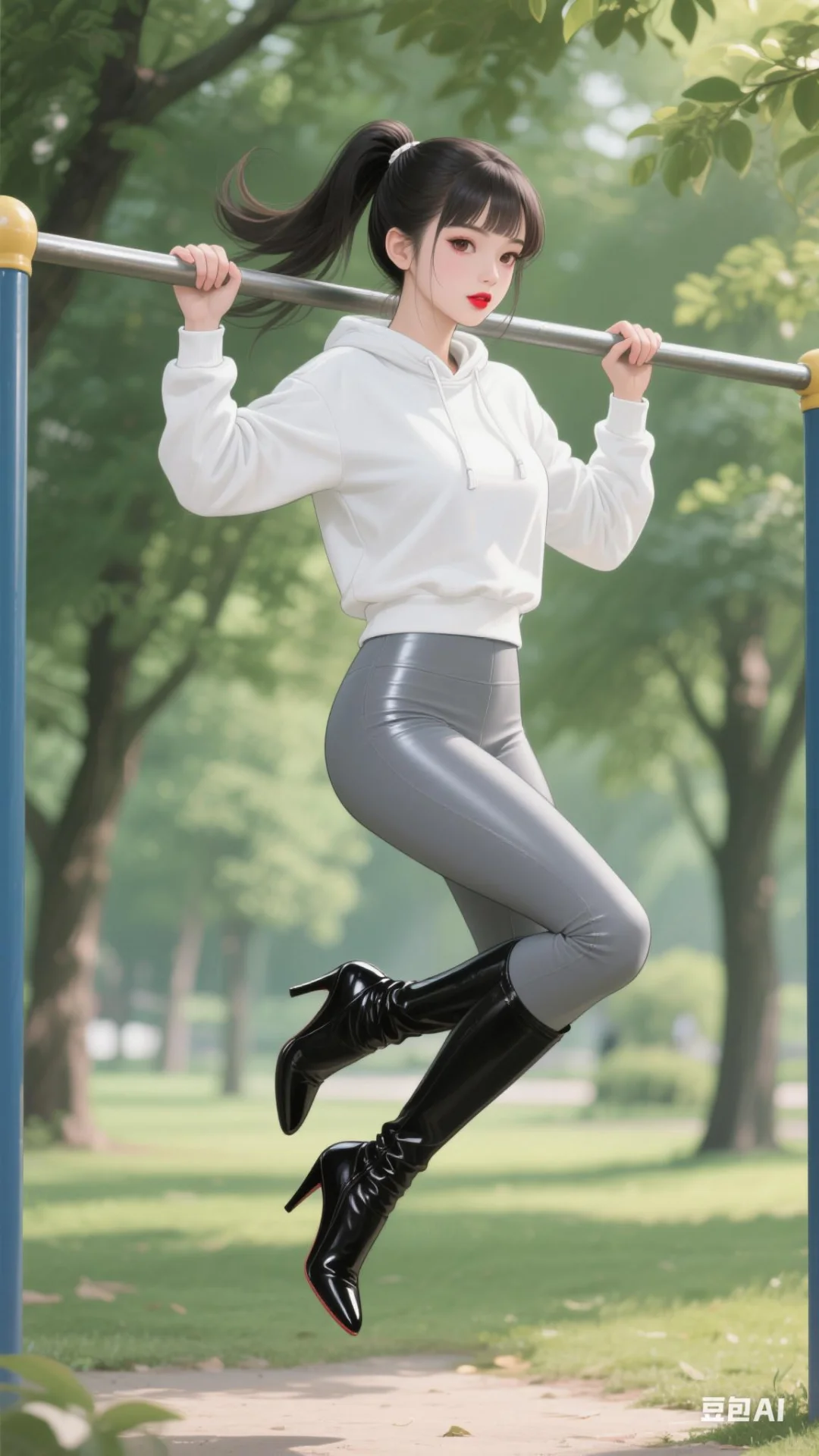 壁纸分享：练单杠的美女小姐姐