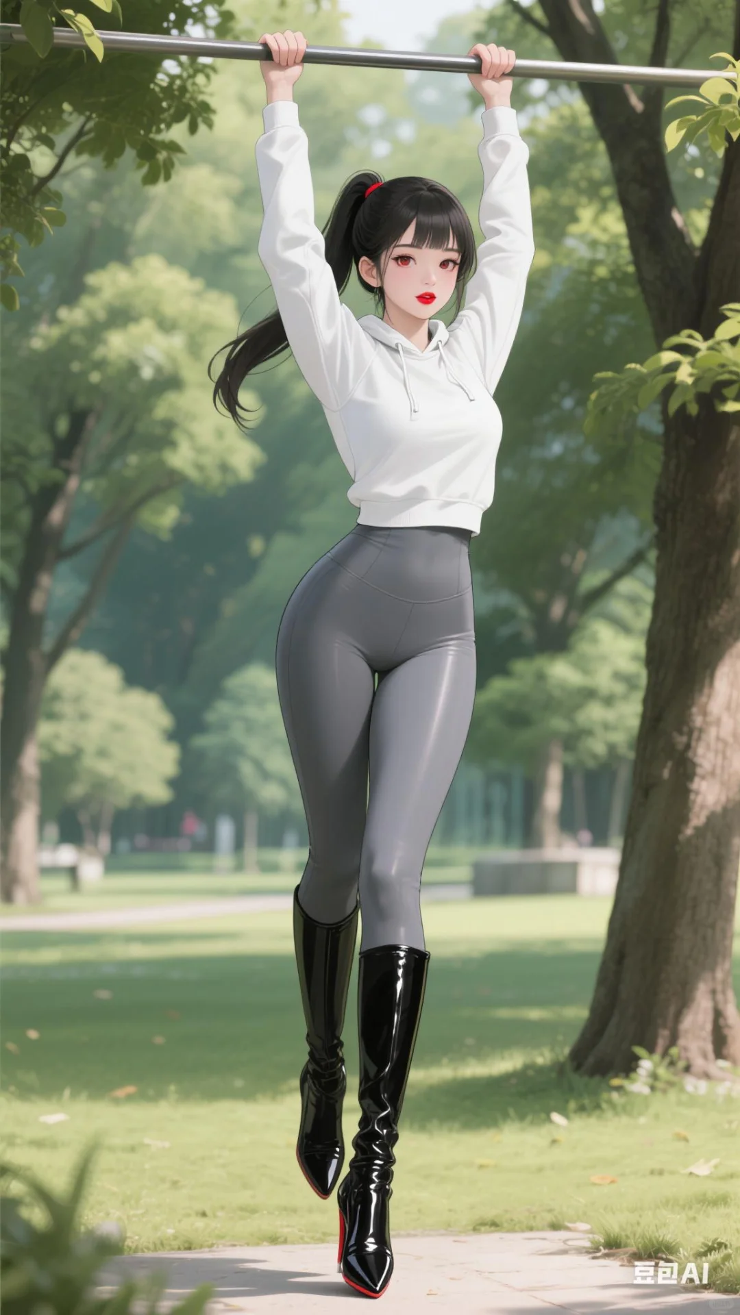 壁纸分享：练单杠的美女小姐姐