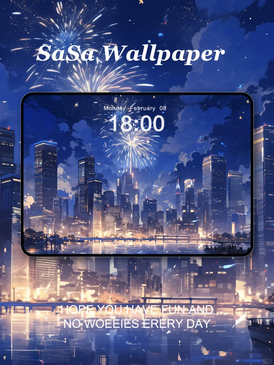都市夜空的烟花盛宴｜iPad壁纸