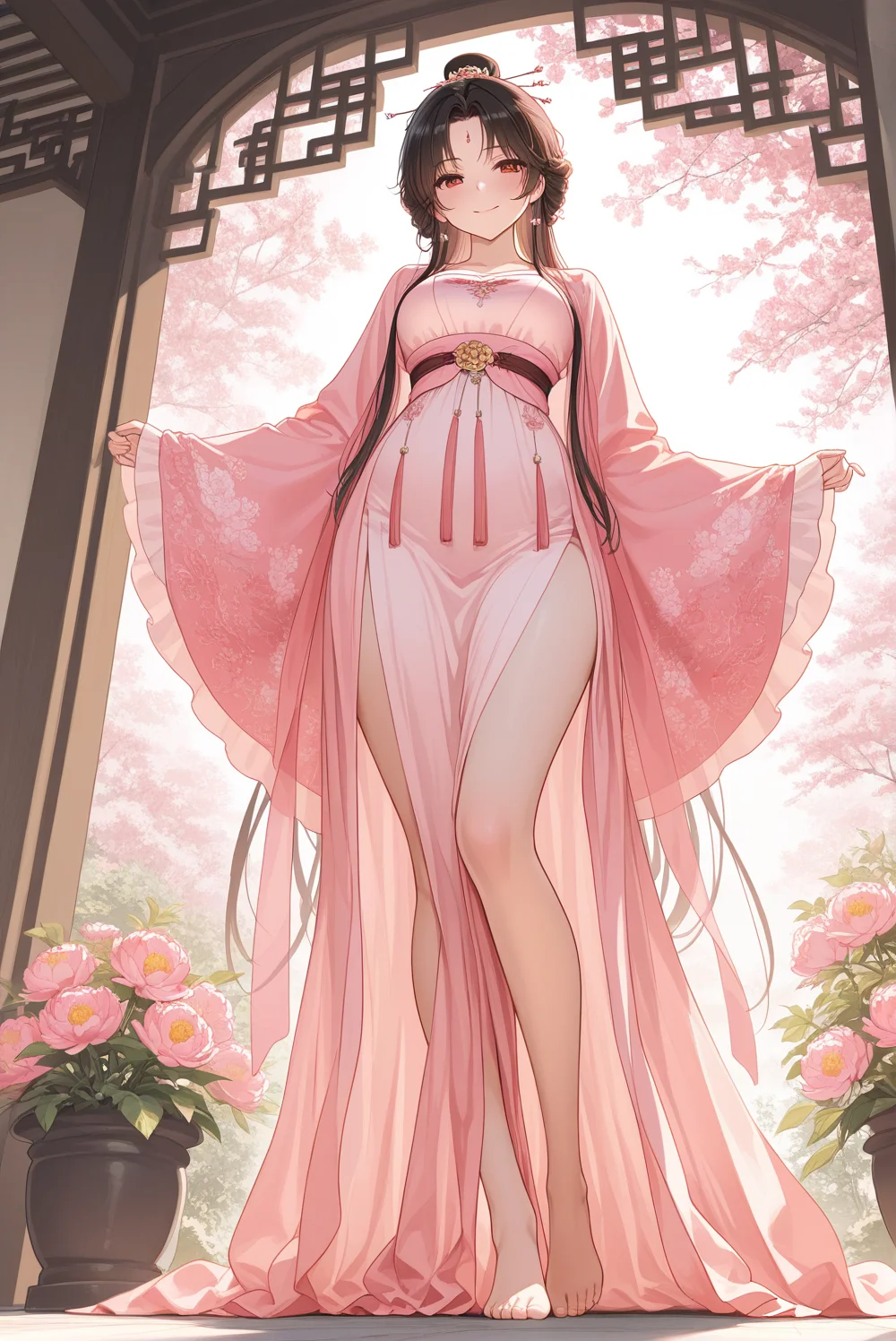 和古风少女一起踏青