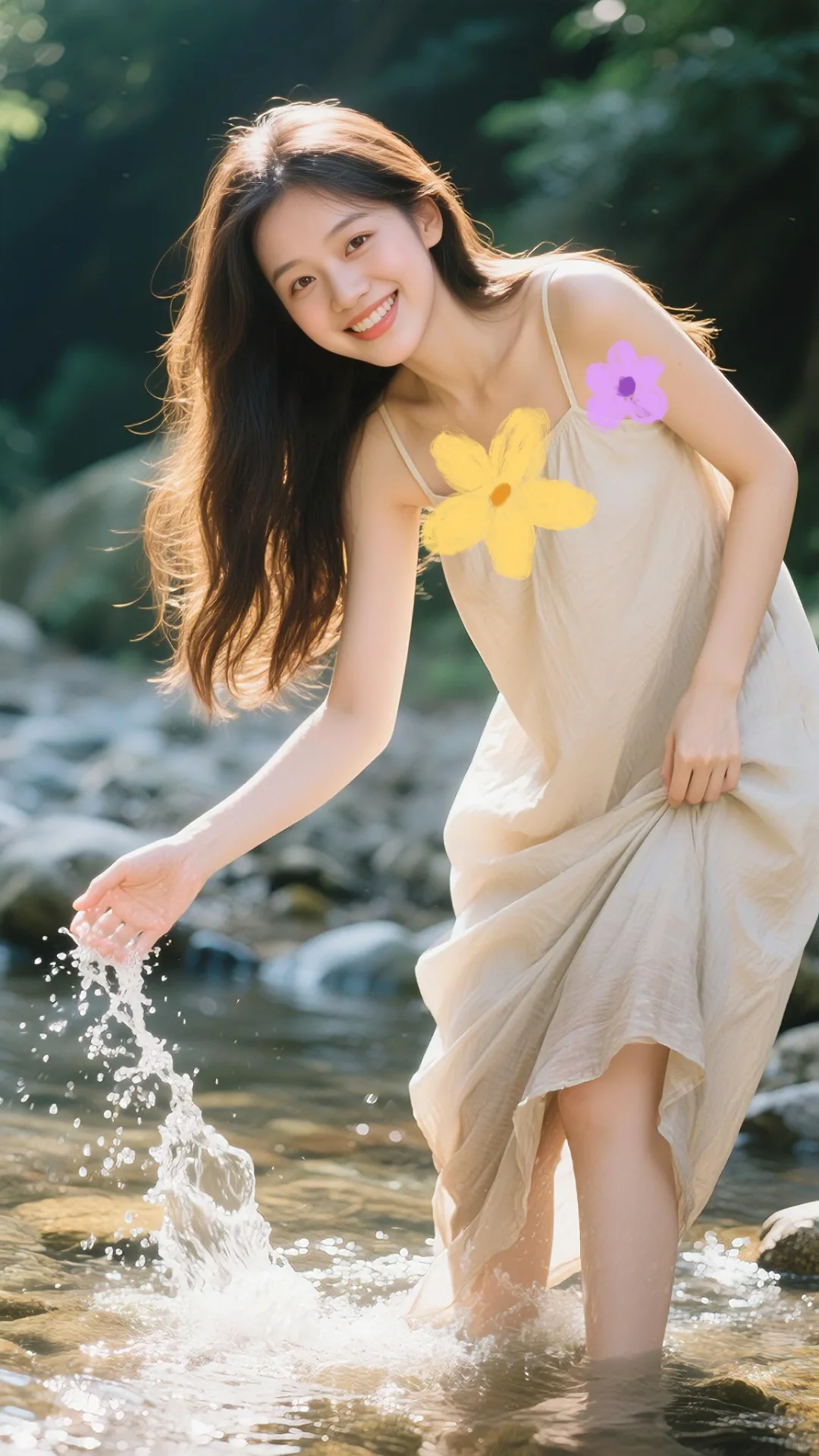 家人们谁懂啊！溪边活捉一枚仙女级小姐姐✨