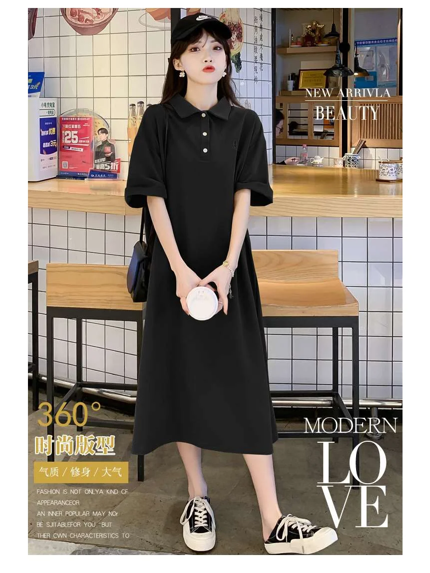 休闲纯棉T恤裙子女2025夏季新款短袖大