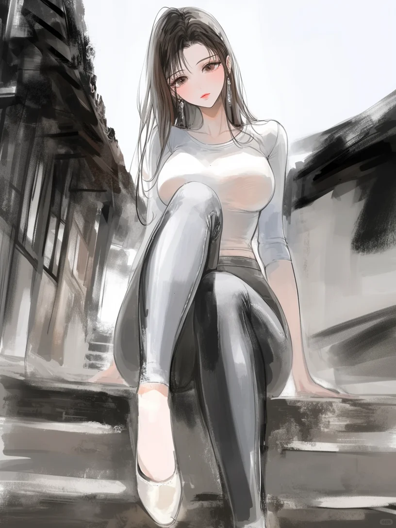 石阶上的女郎