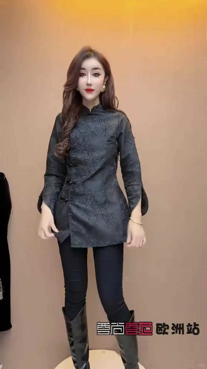 复古盘扣👘冬季气质上衣
