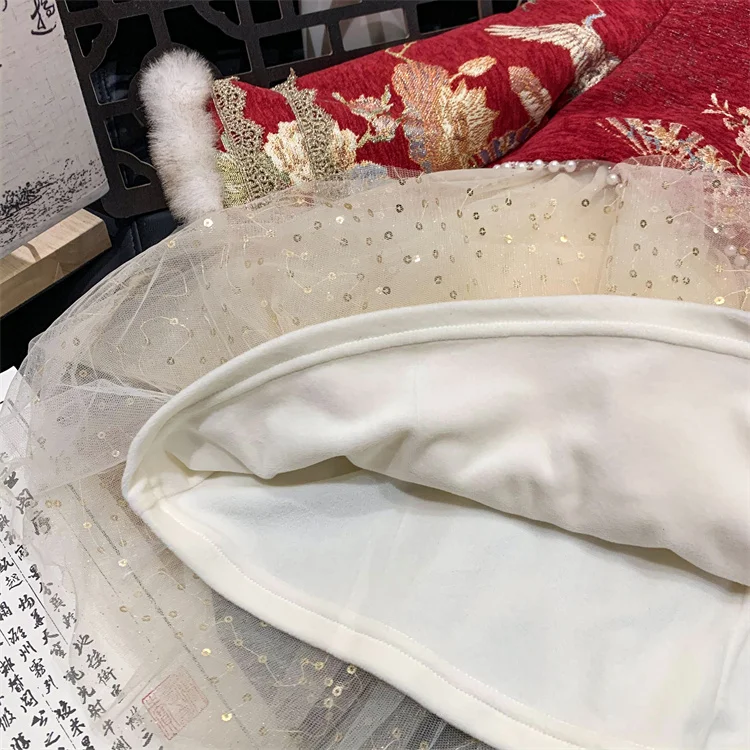 女童中国风加绒连衣裙女孩汉服拜年服冬装2