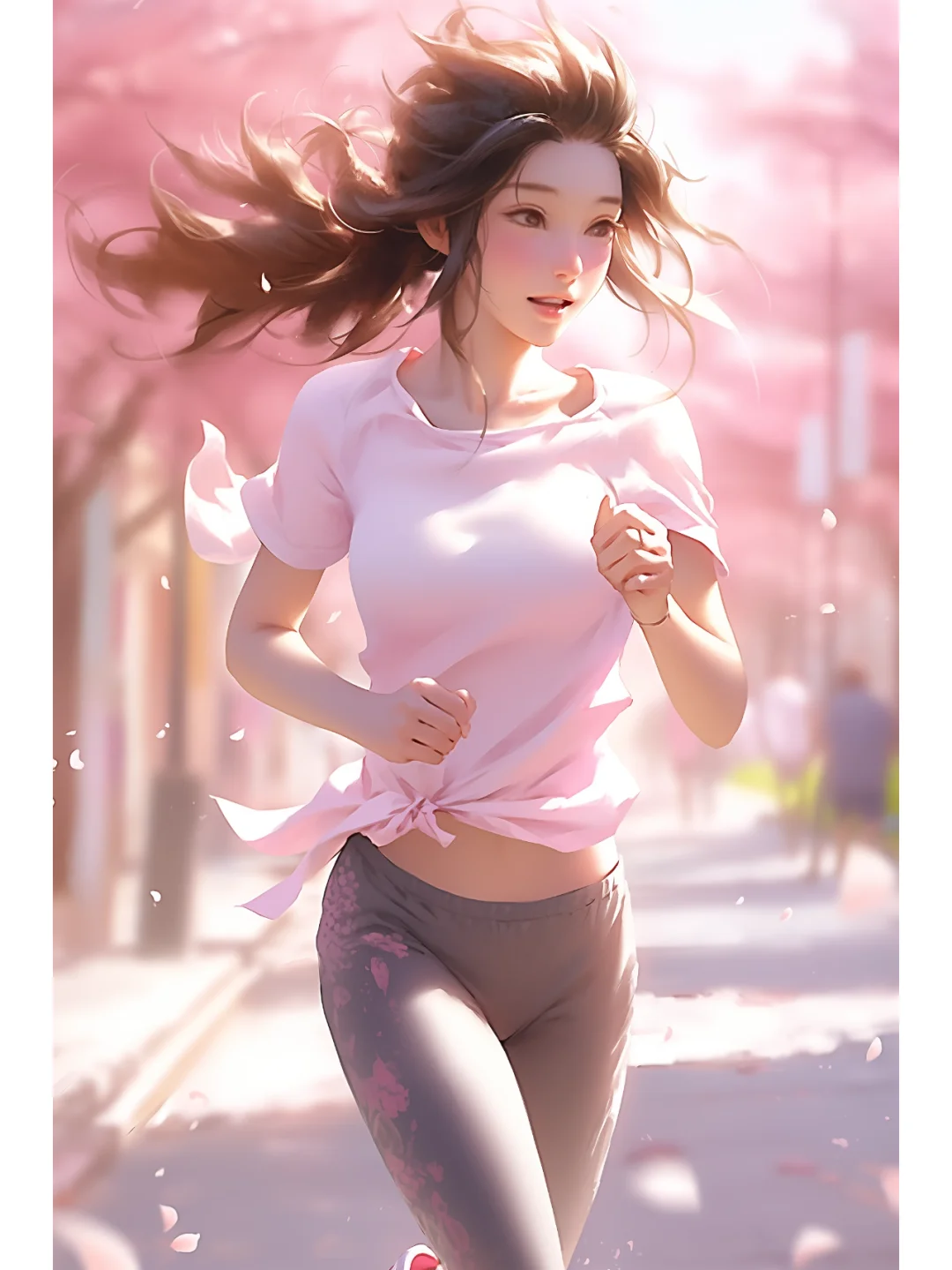 樱花雨中奔跑🌸🏃‍♀️ 春日运动少女