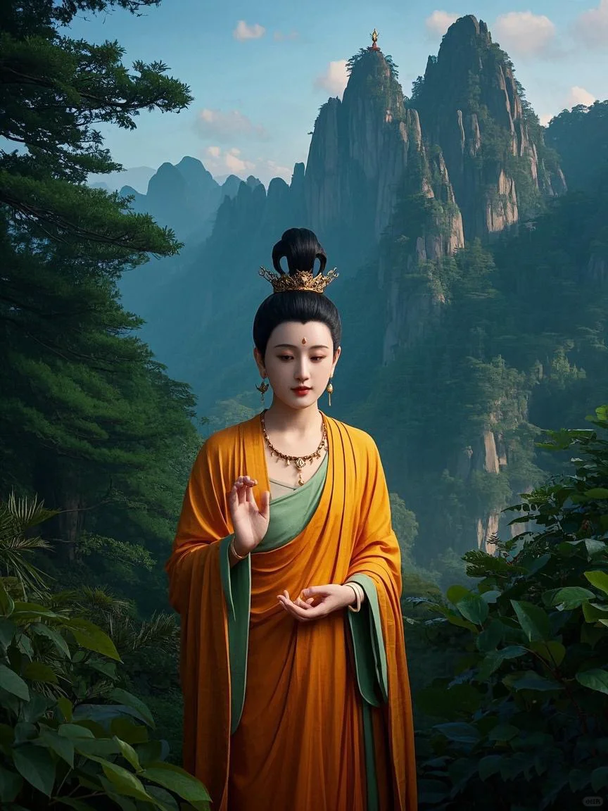 历史传说，地藏王化身女菩萨的样子🙏