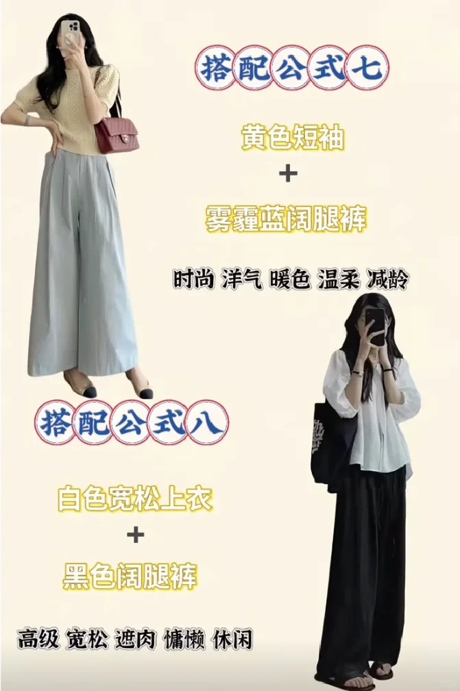 8个公式，拿捏夏天阔腿裤穿搭