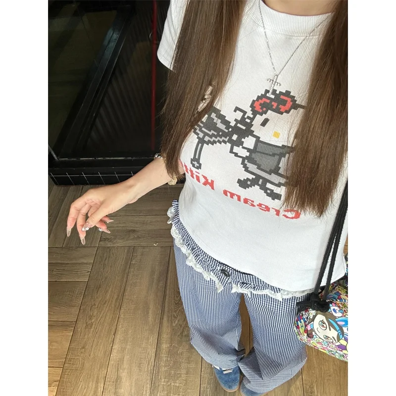 夏日穿搭甜美少女休闲运动服套装女正肩短袖