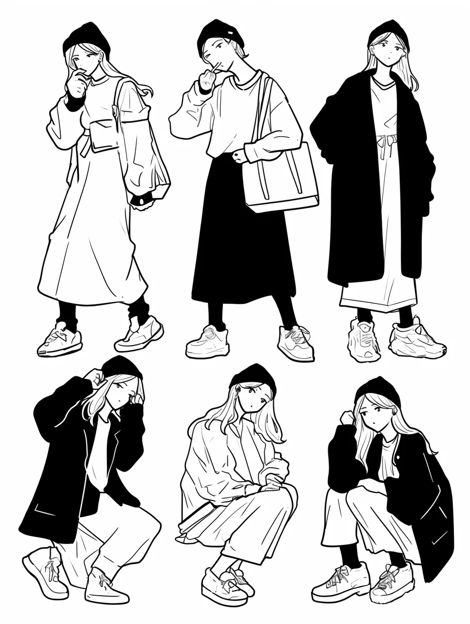 midjourney简笔人物ins风格