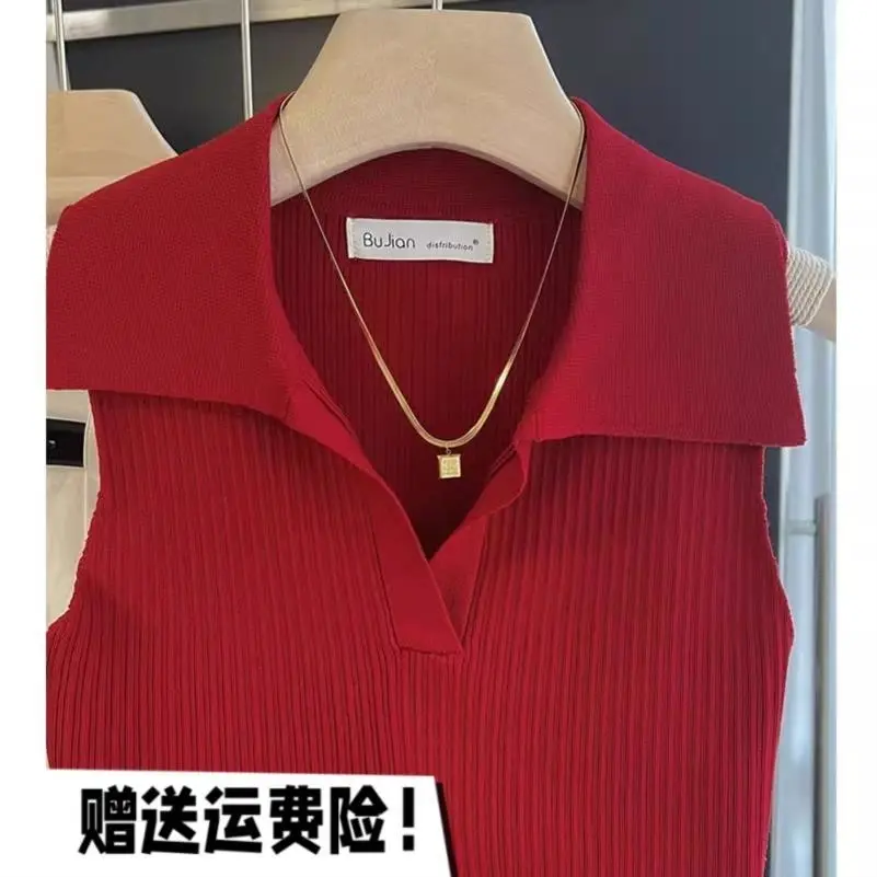 红色港风复古吊带背心女夏外穿内搭美背打底