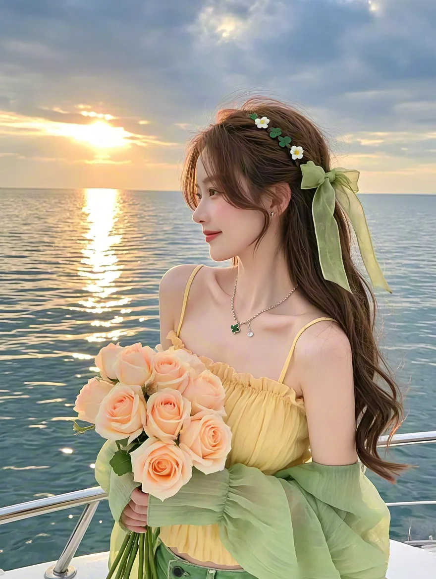 海边美女头像｜好清新的穿搭