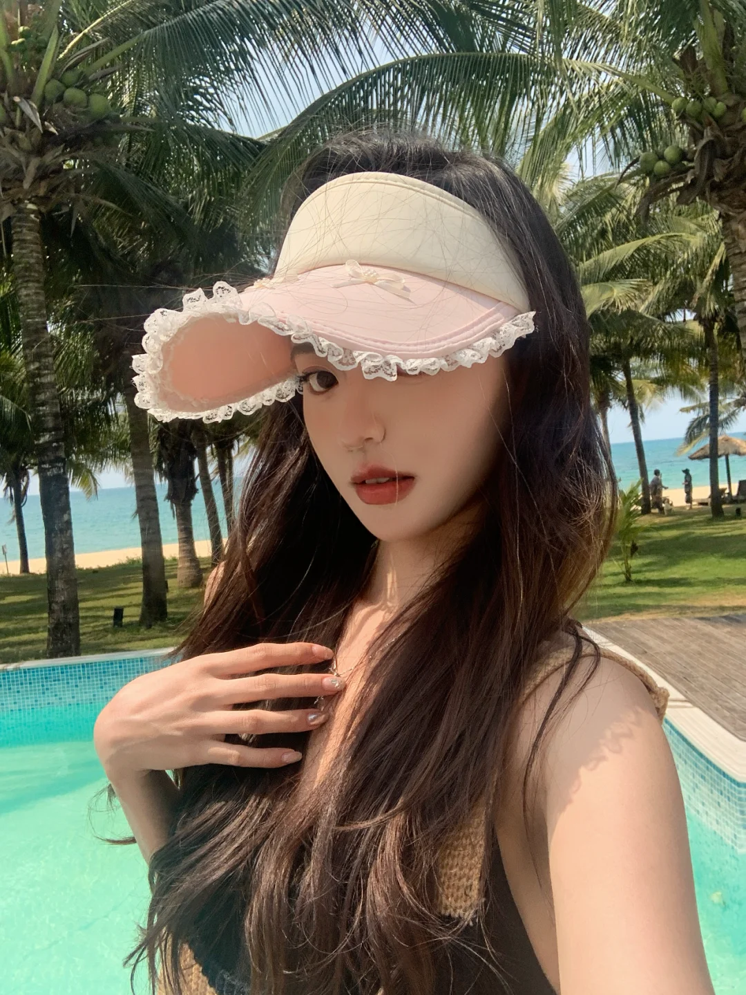 蕾丝遮阳帽，度假甜妹氛围感拉满~