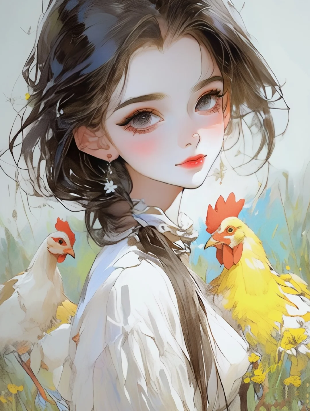 少女插画^O^乡间的时尚精灵