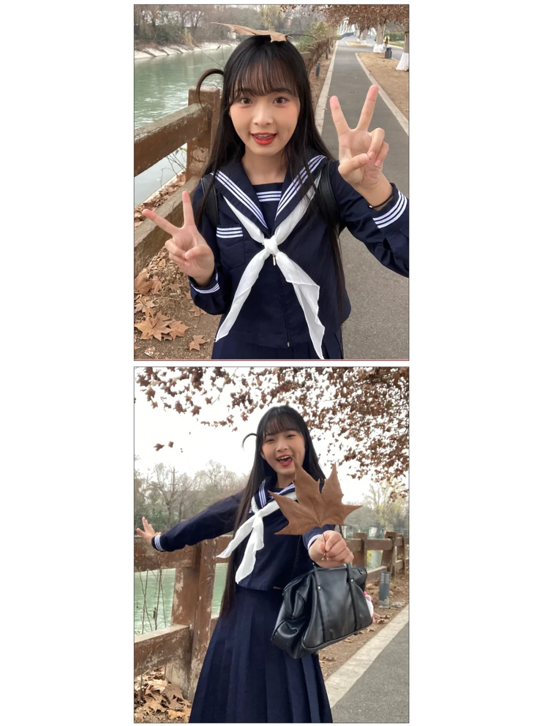 日系基础款水手服学院风jk制服套装绀色三