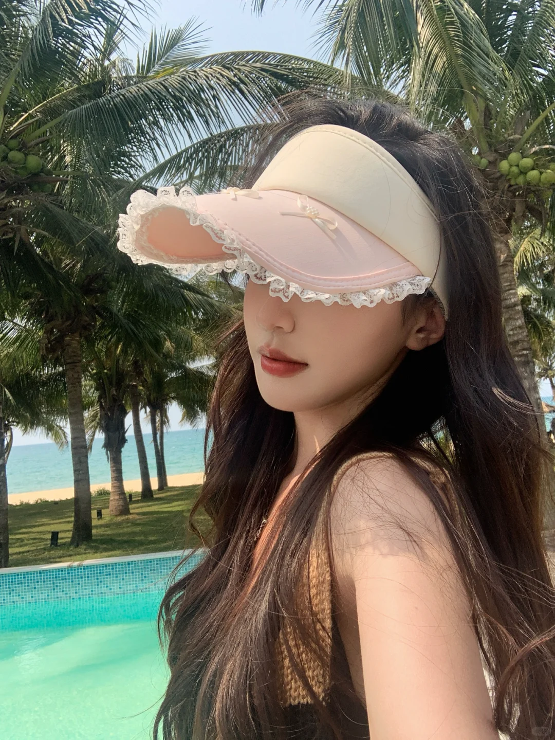 蕾丝遮阳帽，度假甜妹氛围感拉满~