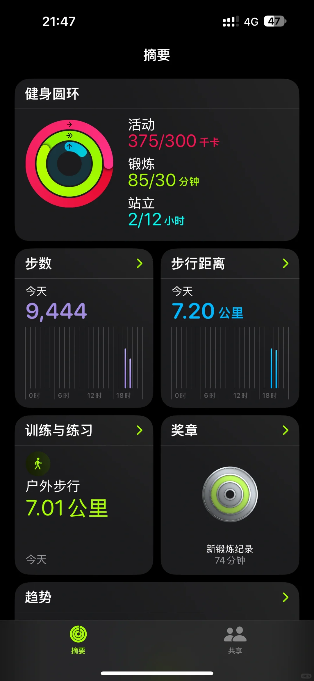 今日份健身圆环达成！自律女孩的日常分享