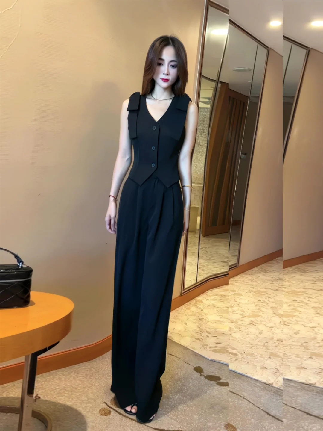 韩版高级感时尚马甲套装女2025夏小个子