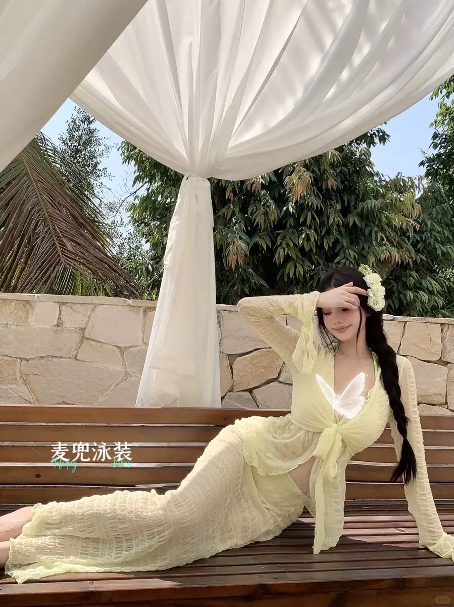 「蜜桃冰沙」仙女度假泳衣穿搭～甜美显瘦超美