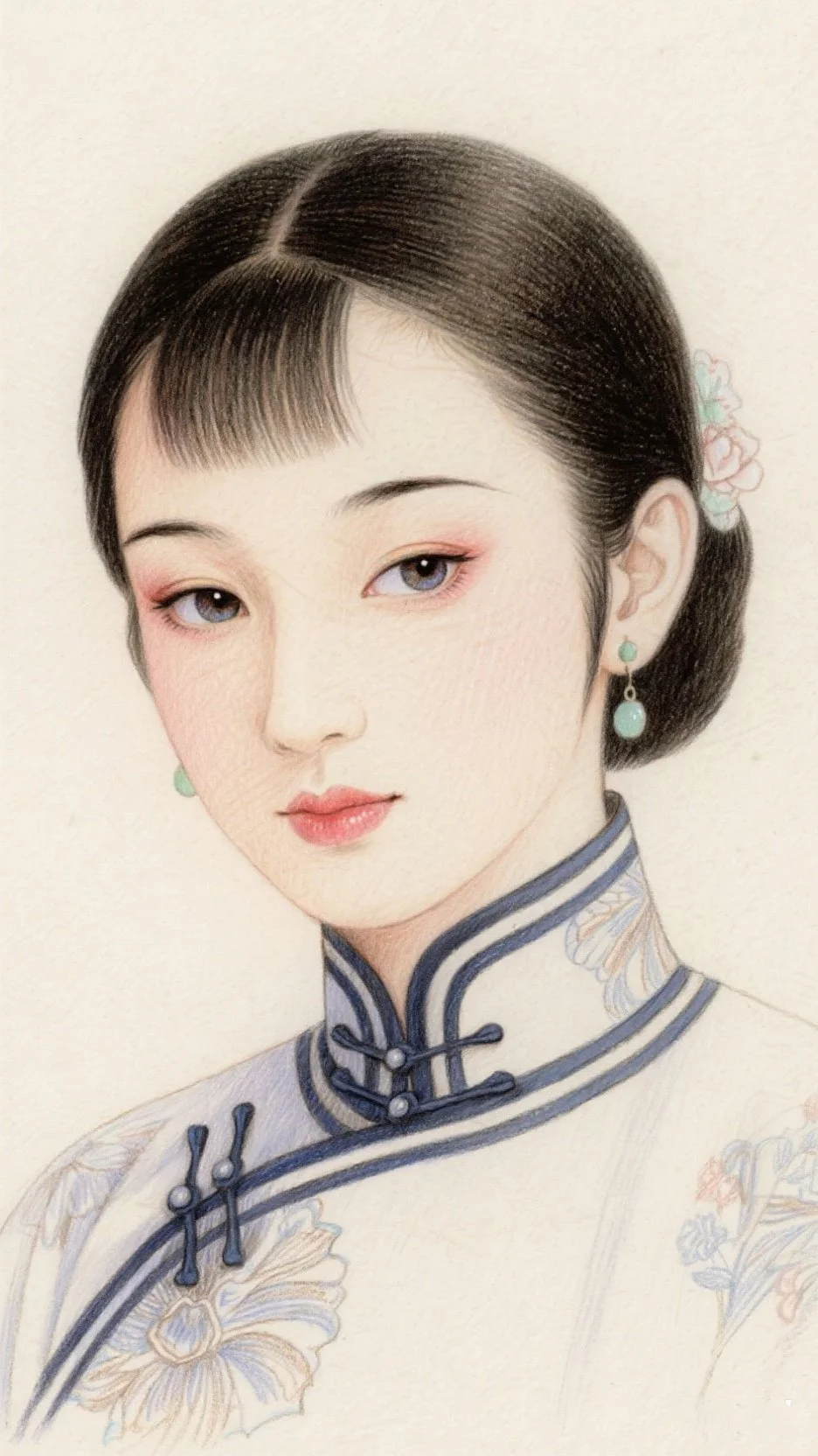 唯美彩铅画—民国时期古典美人