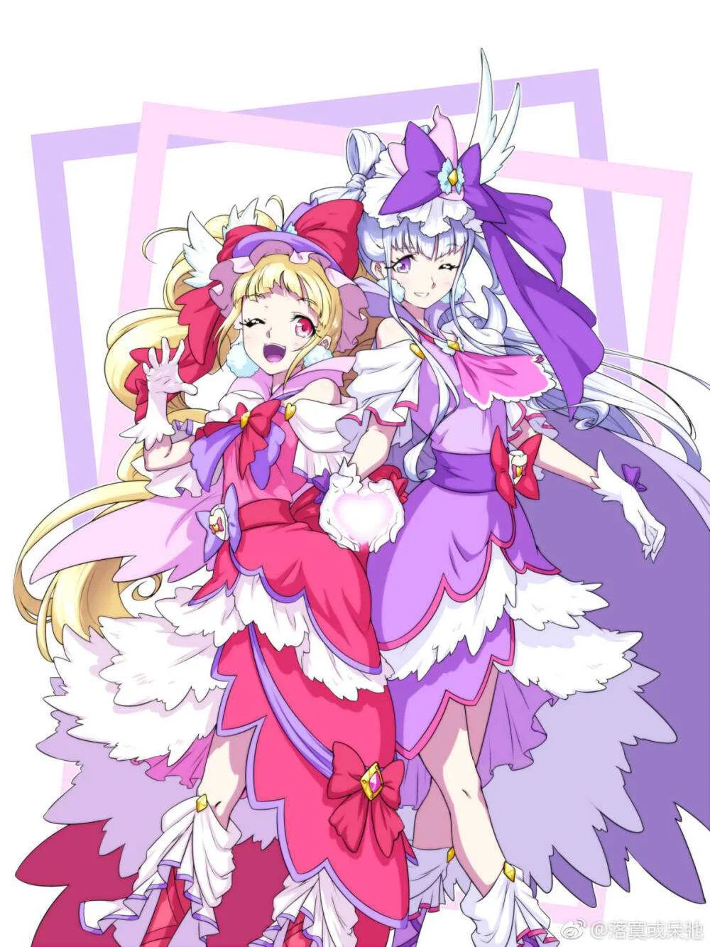 拥抱光之美少女双人图