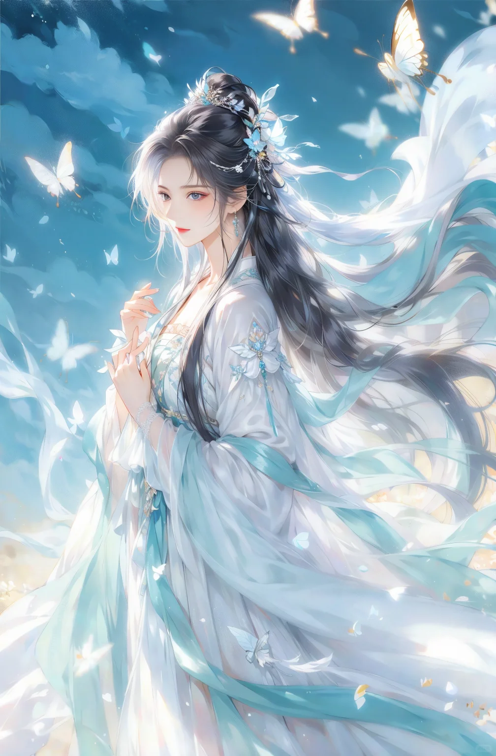 唯美头像|蓝衣蝴蝶仙子|古风