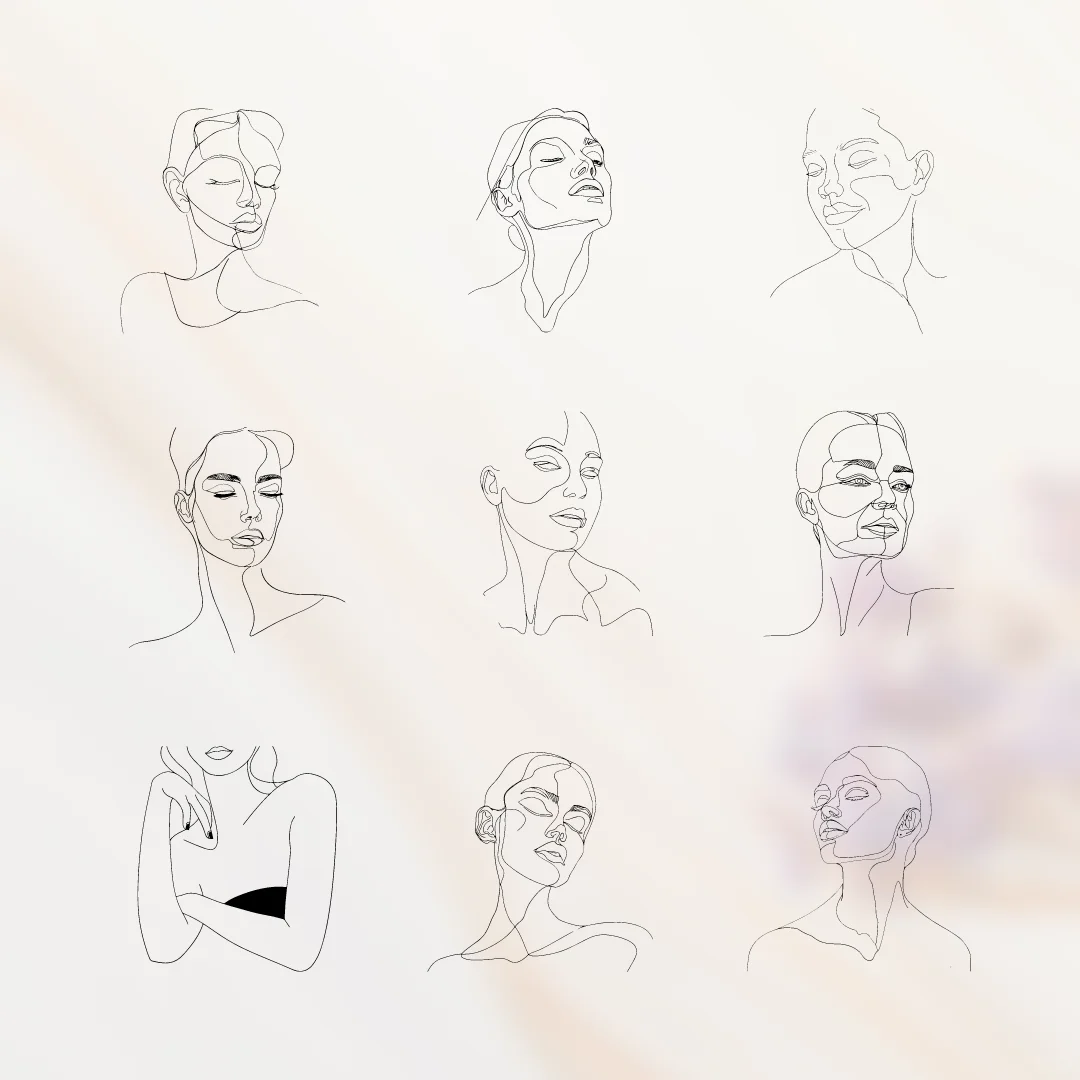 PNG素材分享 | 唯美线条风女性插画