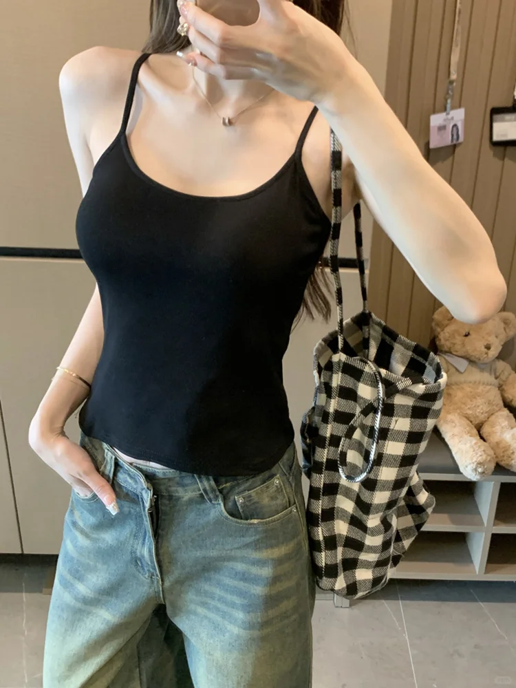 纯白辣妹t恤女吊带背心