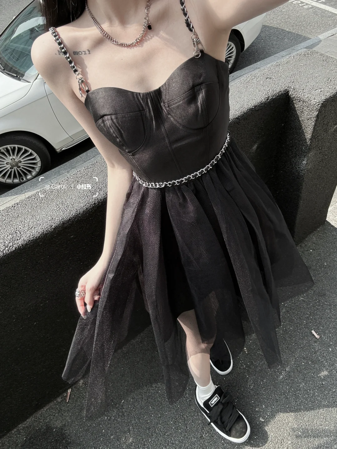 𝐚𝐥𝐥 𝐛𝐥𝐚𝐜𝐤黑色纱裙🖤