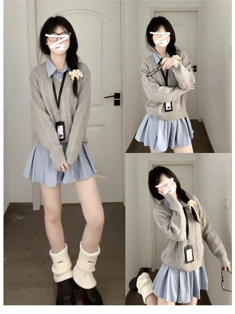 学院风衬衫连衣裙子女2025新款早春小个