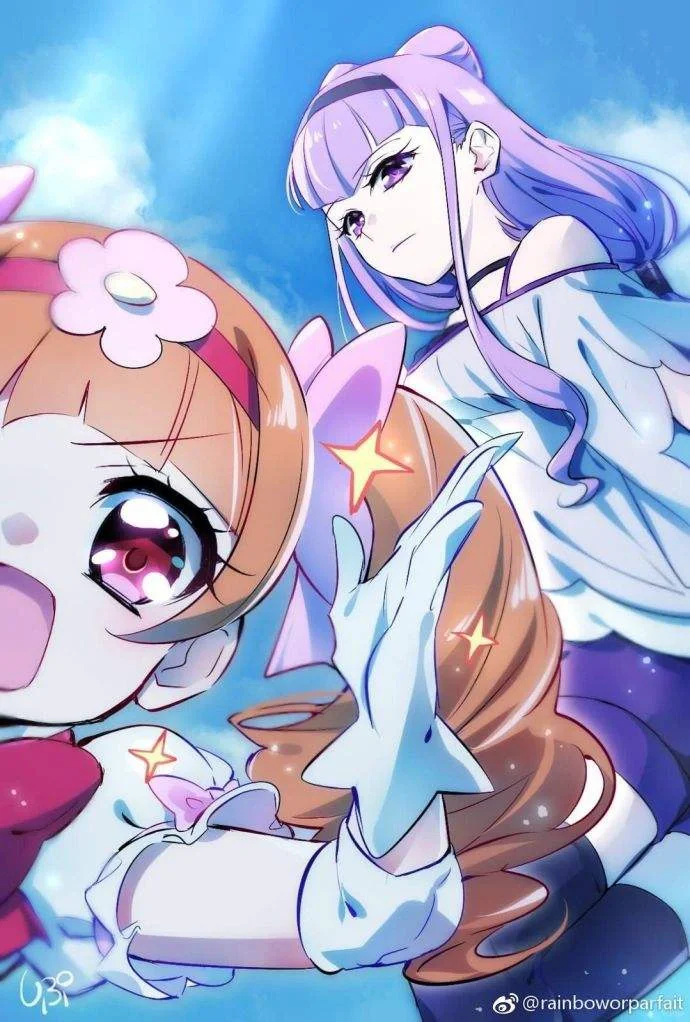 拥抱光之美少女双人图