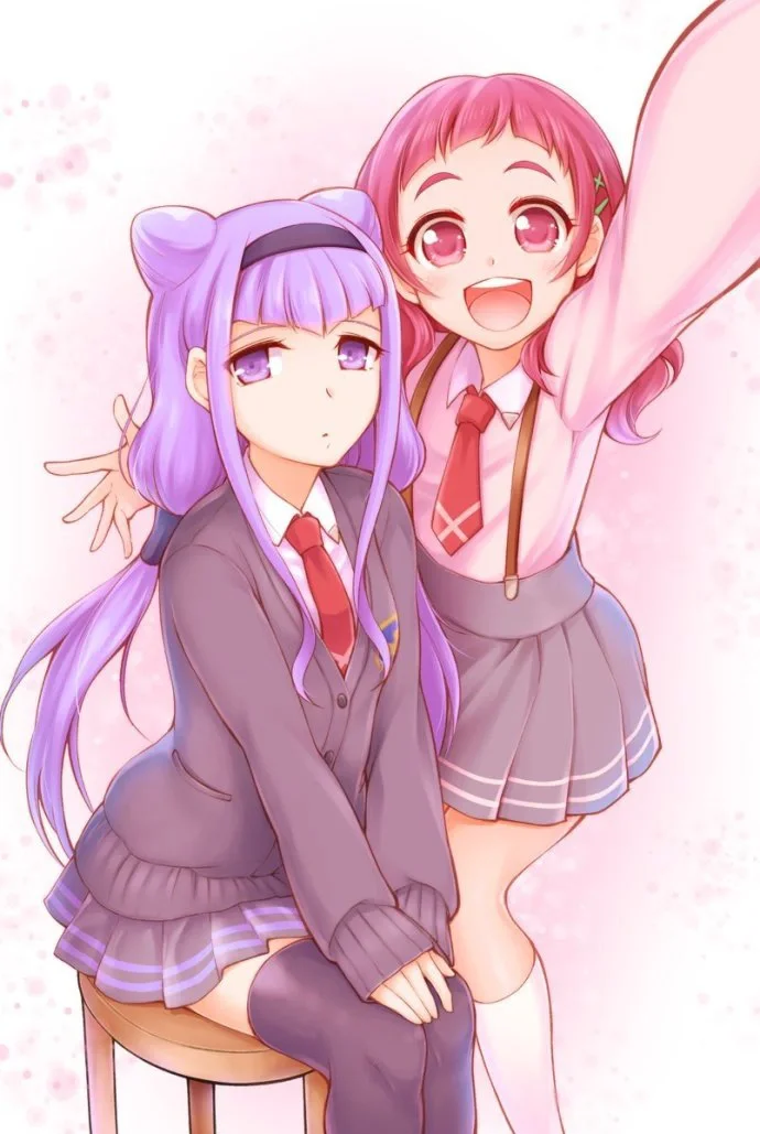 拥抱光之美少女双人图