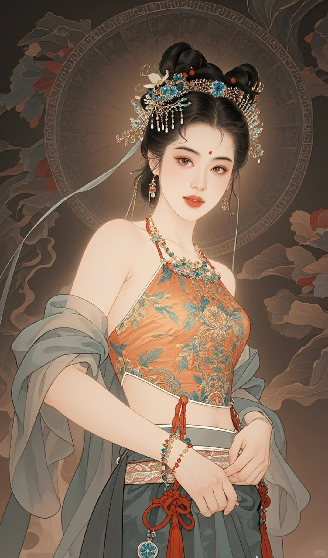 “飞天仙女姿态娇，彩云追月影窈窕。”