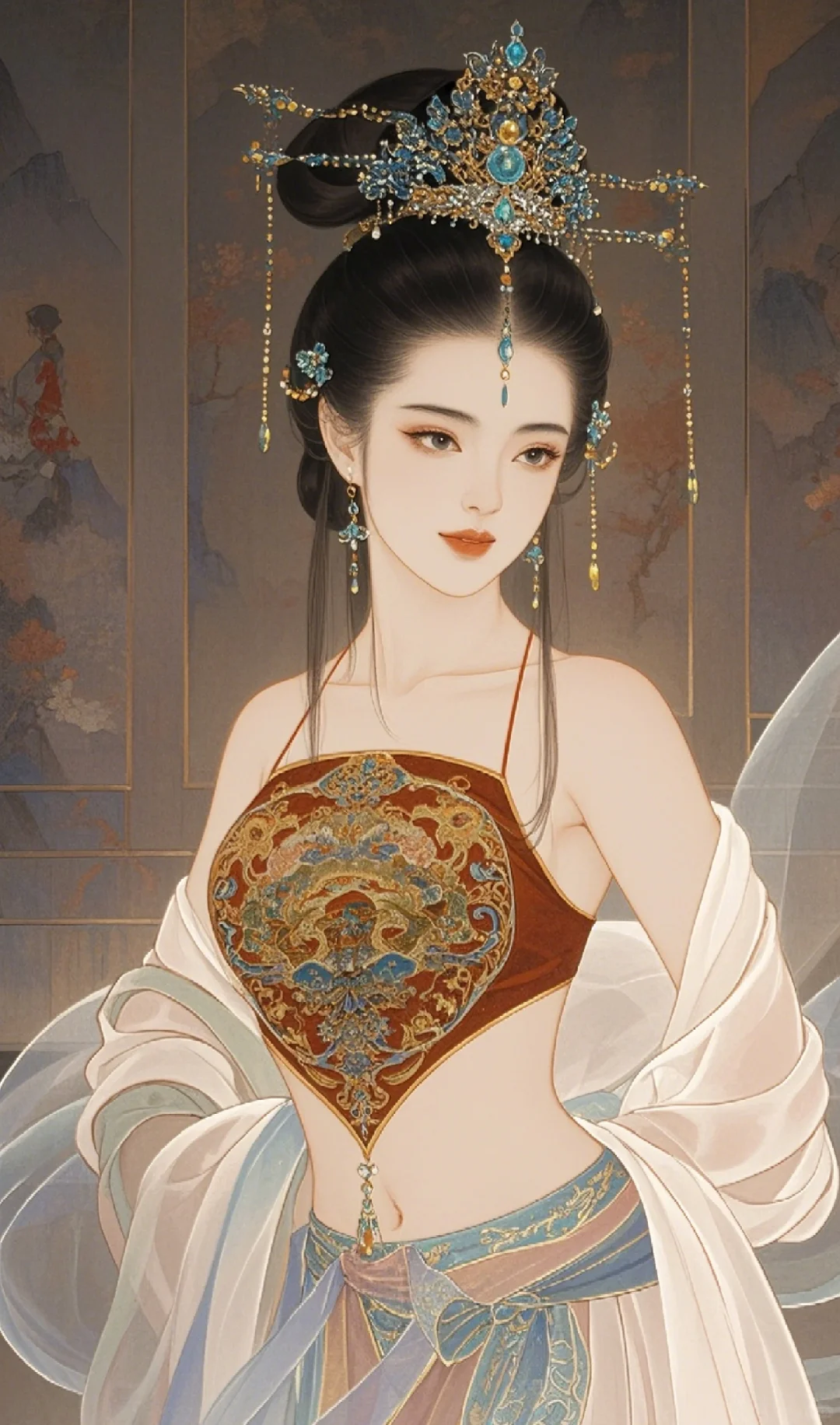 “飞天仙女姿态娇，彩云追月影窈窕。”