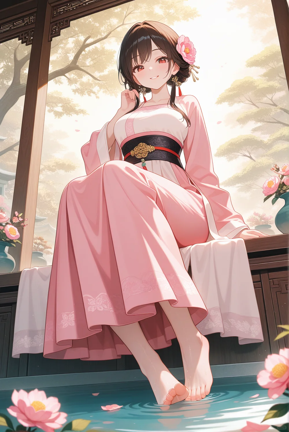 春水映花