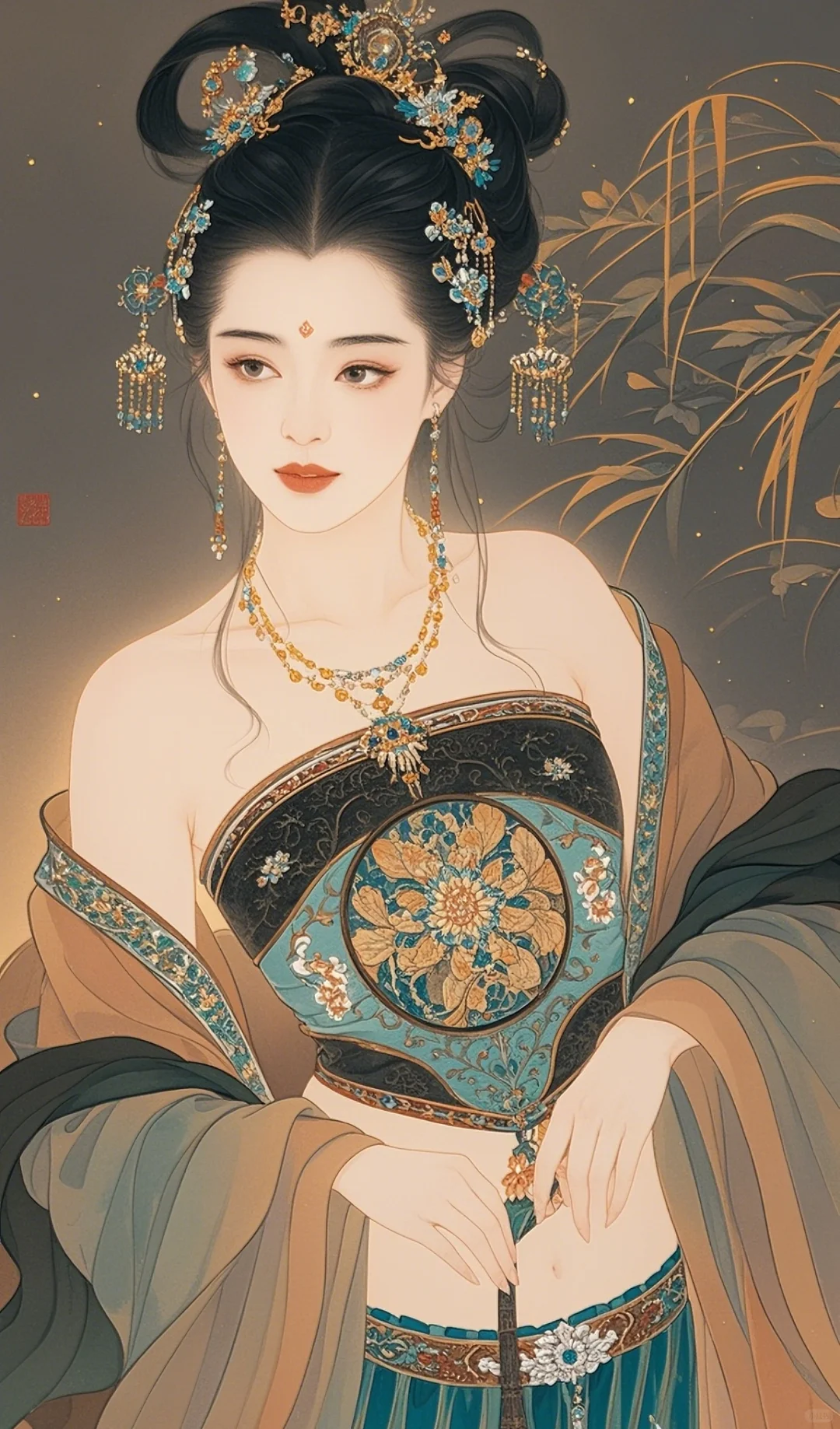 “飞天仙女姿态娇，彩云追月影窈窕。”