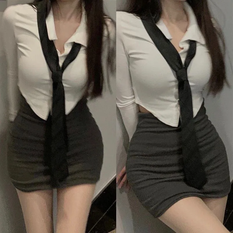 秋季必备！纯欲白衬衫套装👗
